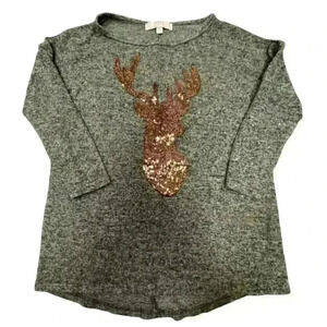 Moa Moa Girls Sequin Reindeer Relaxed Fit Sweater – Size Large